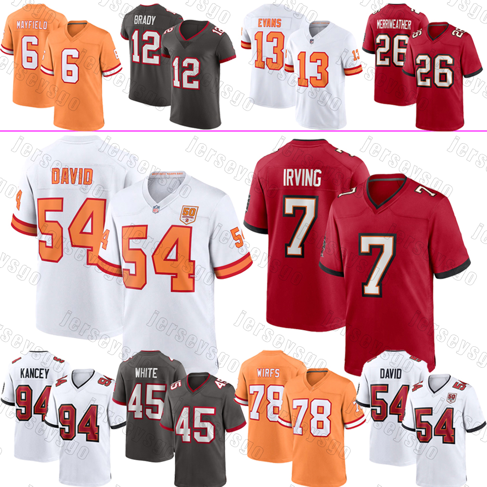 Bucky Irving Baker Mayfield BuccaneersS Mike Evans Football Jersey Tom Brady Emeka Egbuka Chris Godwin Vita Vea Antoine Winfield Jr. Calijah Kancey Lavonte David