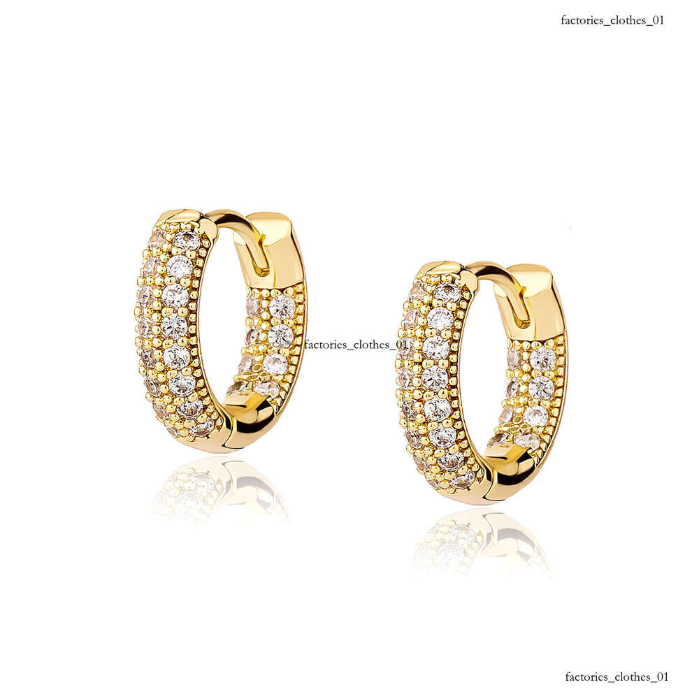 Double Row Zircon Hollow Light Fashion Hip Hop Earrings Exaggerated Personality Ear Jewelry