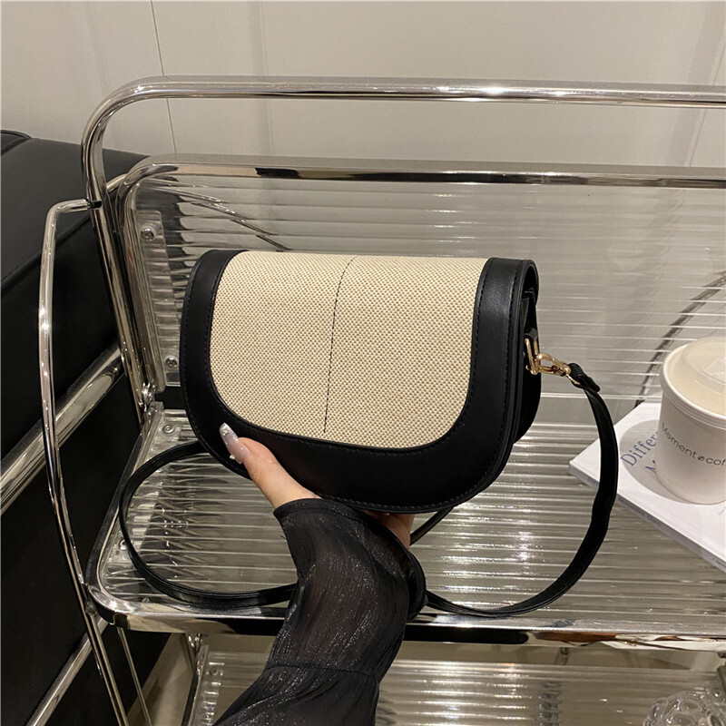 2025 Autumn New Fashionable Women s Shoulder Bag Flip Cover Color Block Saddle Armpit fashion Crossbody Niche Design Designer