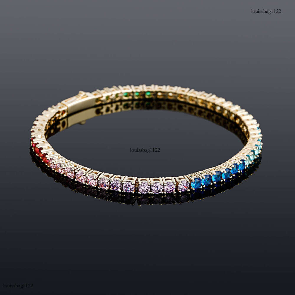 INS 3mm Colorful Mixed Tennis Chain Necklace for Men and Women Hip Hop Personality Niche Trend Bracelet Gold Jewelry