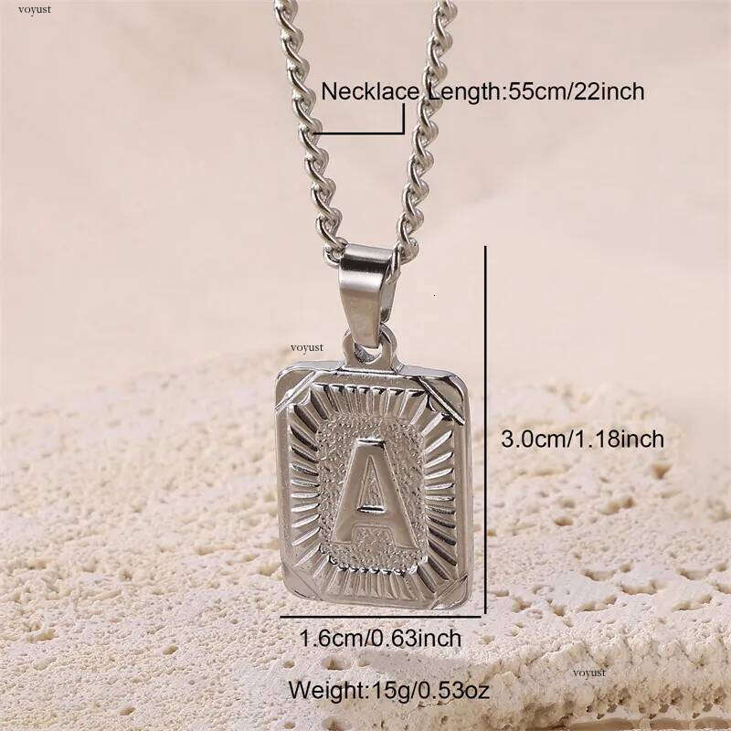 Initial Pendant Custom Letter A To Z Unique Design Necklace Stainless Steel Tarnish Free Jewelry