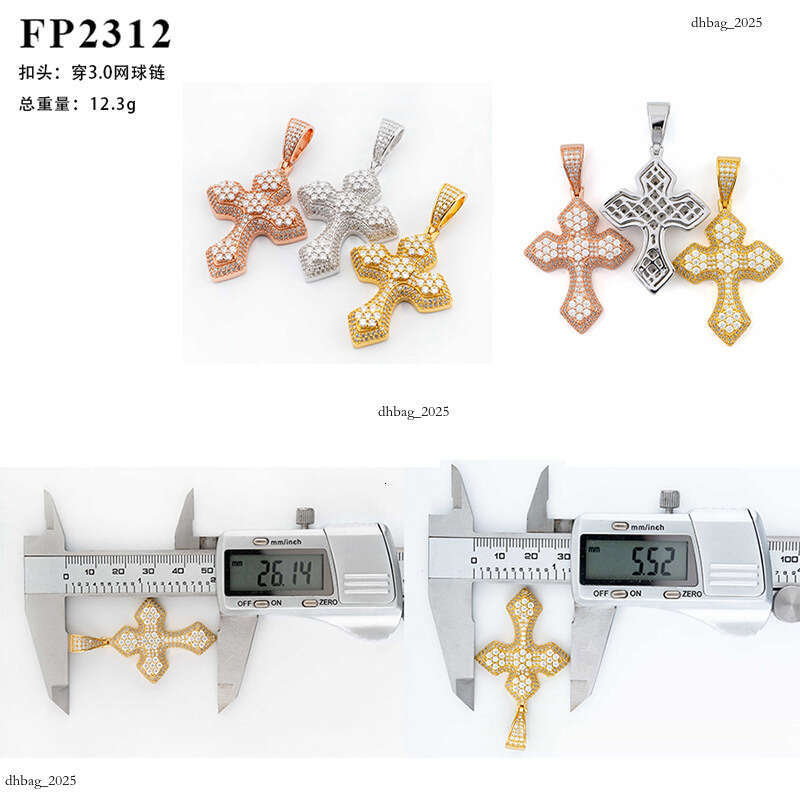 Micro-inlaid Moissanite chain Cross Pendant Hip Hop Fashion Versatile Men's Necklace Accessory 111