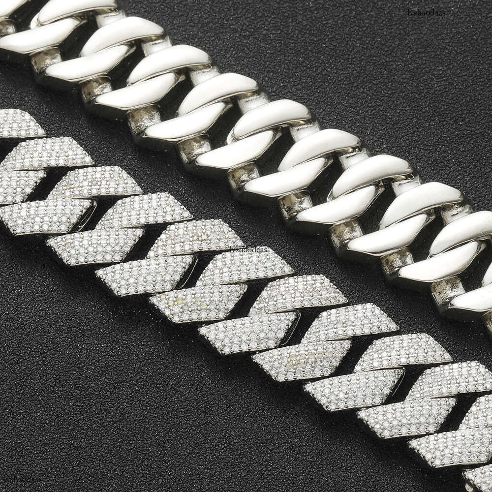 Meisa New 18MM Four-Row Moissanite chain Dia Cuban Personality Trend Necklace Men's Micro-Inlaid Hip-Hop Chain