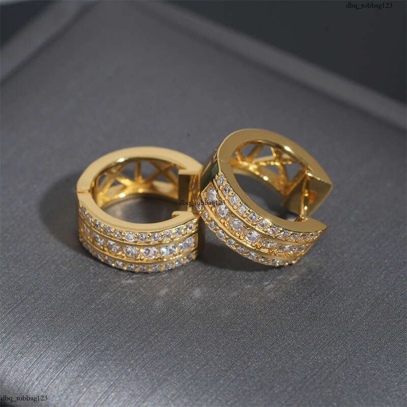 ICED OUT Sier Inlaid Zircon Earrings Unisex Personality Studs Hip Hop Trendy Brand Accessories
