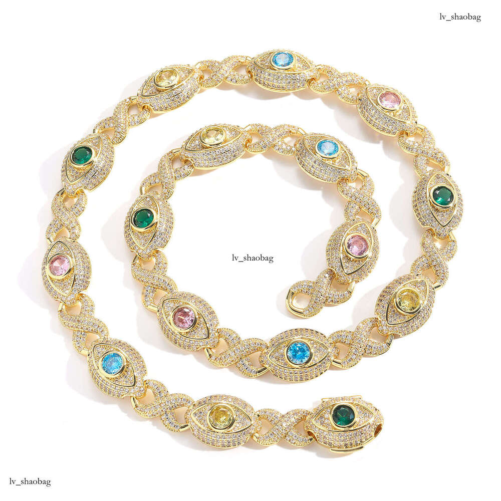 14mm Eye Infinite Colorful Moissanite chain Figure 8 Cuban Chain Creative Hip Hop Men's Necklace