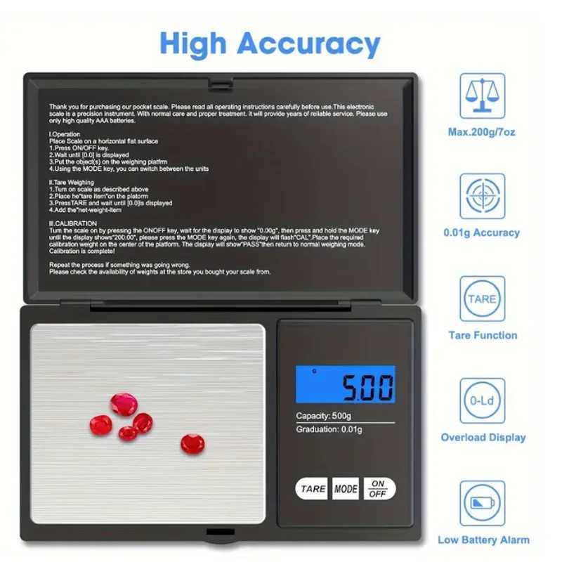 Jewelry Gram Weight For Kitchen Precise LCD Mini Digital Scale High Accuracy Backlight Electric Scale Y250809