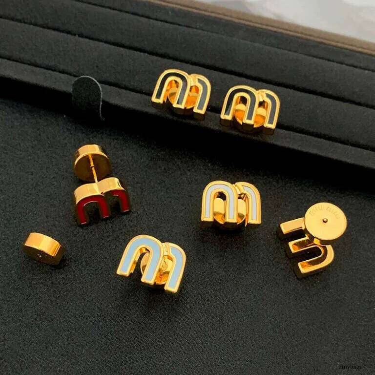 DHCollections Stainless Steel Letter M Enamel Stud Earrings for Women 8a