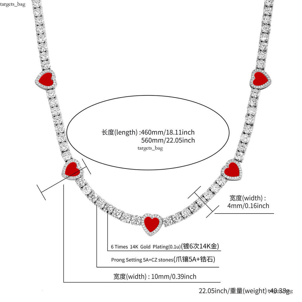 Heart Moissanite chain Bracelet Tennis Necklace for Women Exquisite High-end Clavicle Chain Accessory