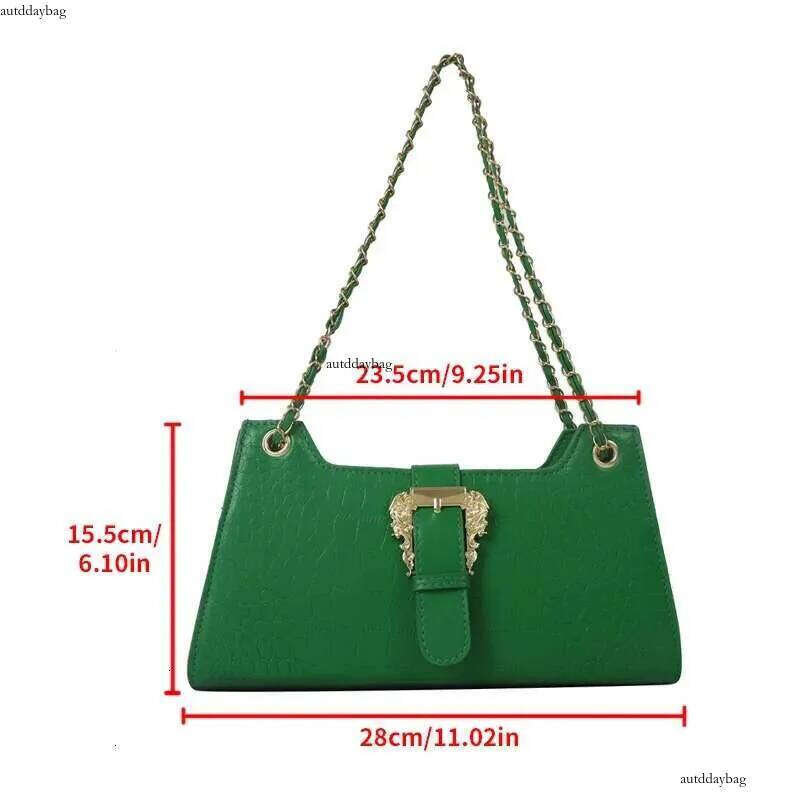 Women S Chic Underarm Bags New Fashion Crocodile Pattern Chain Shoulder Handbags Clutch Blue Green Armpit Ddmysheep