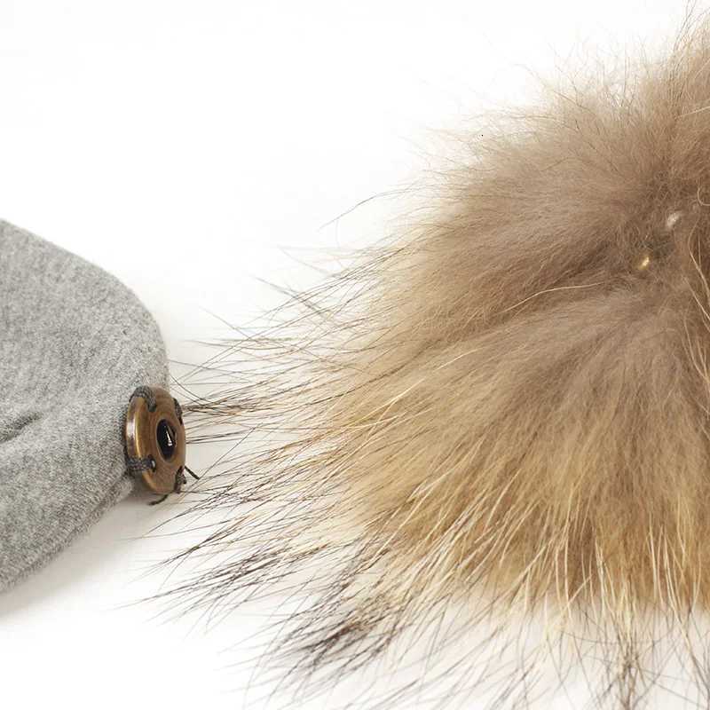 0-3 Months Baby Boys Soft Cotton Real Fur Pom Beanies Hats For Newborn Girls Spring Autumn Kids Infants Toddler Hats XJ250809 - view 5