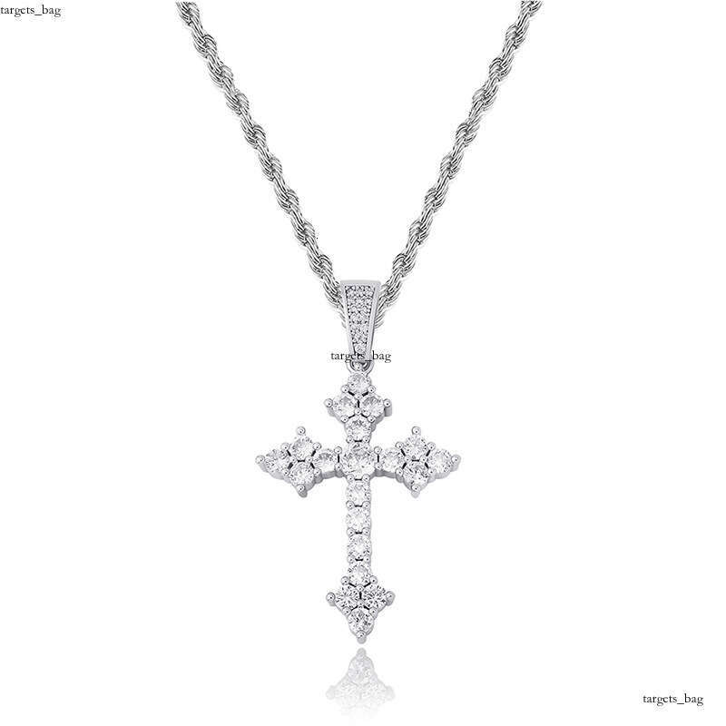 Cross Pendant Full Moissanite chain Simple Religious Necklace Accessory Versatile Inlaid with Dias