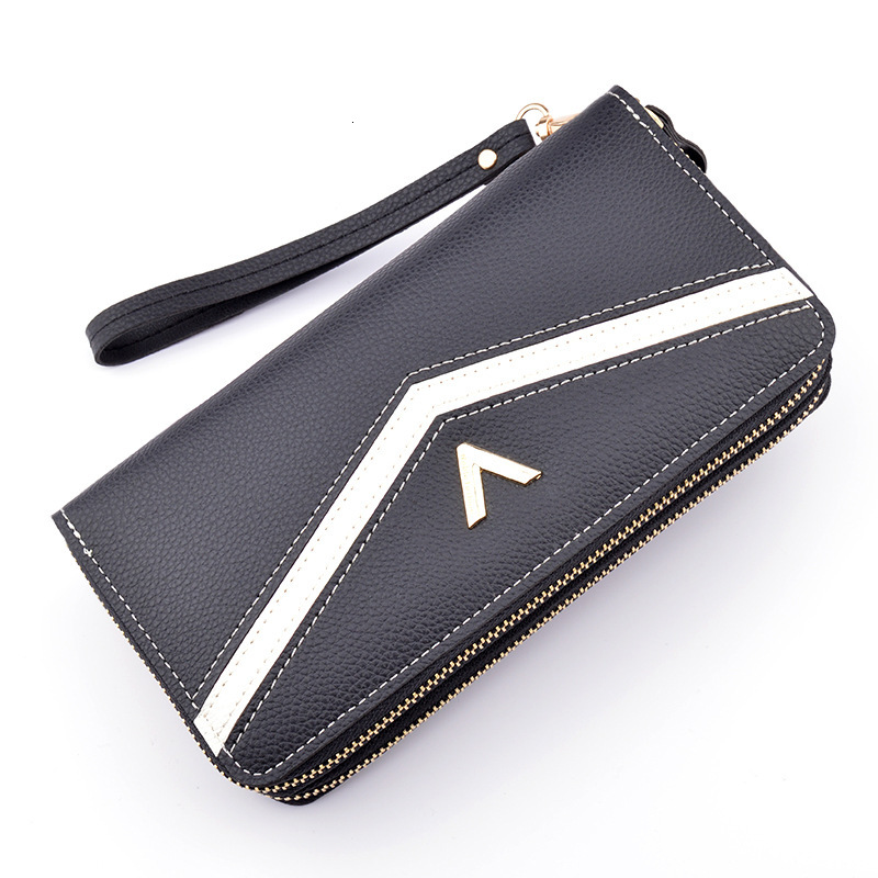 New Women's Wallet Long Double Zipper Clutch Fashion Color Block Large Designer Bag Capacity Double Layer Wallet Luxury Bag Coin Purse Phone Bag