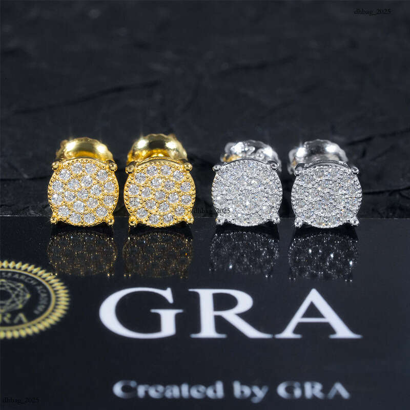 ICED OUT Hip Hop Sier Moissanite Hiphop Trendy Full Dia Electroplated Earrings