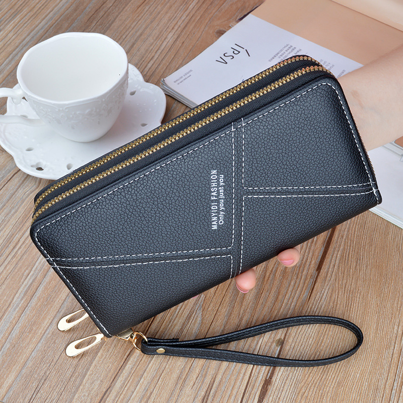 New Women's Long Wallet Double Zipper Designer Bag Clutch Fashionable Luxury Bag Lychee Pattern Soft Leather Large Capacity Double Layer Wallet P
