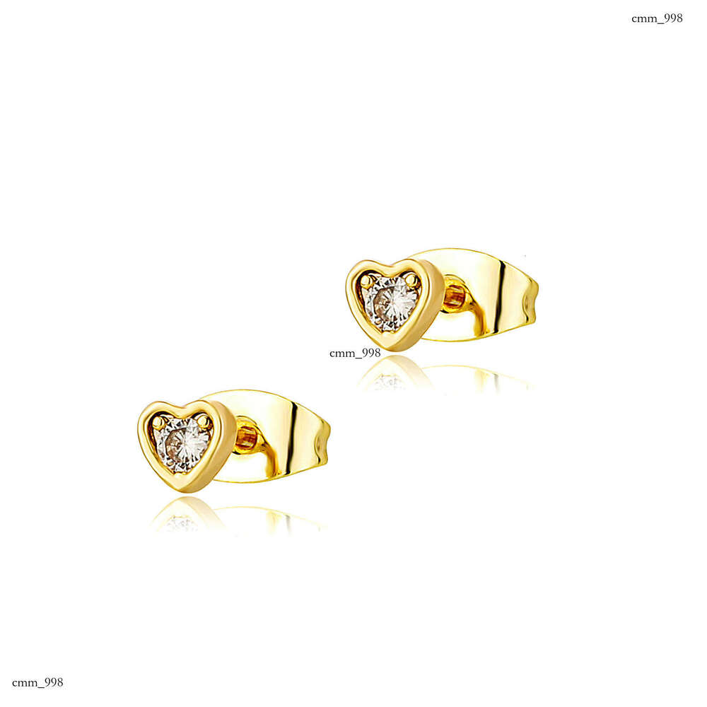 Zircon for Women Sweet Fashion Korean Style Peach Heart Small Earrings Heart-Shaped Dia-Studded Ear Jewelry