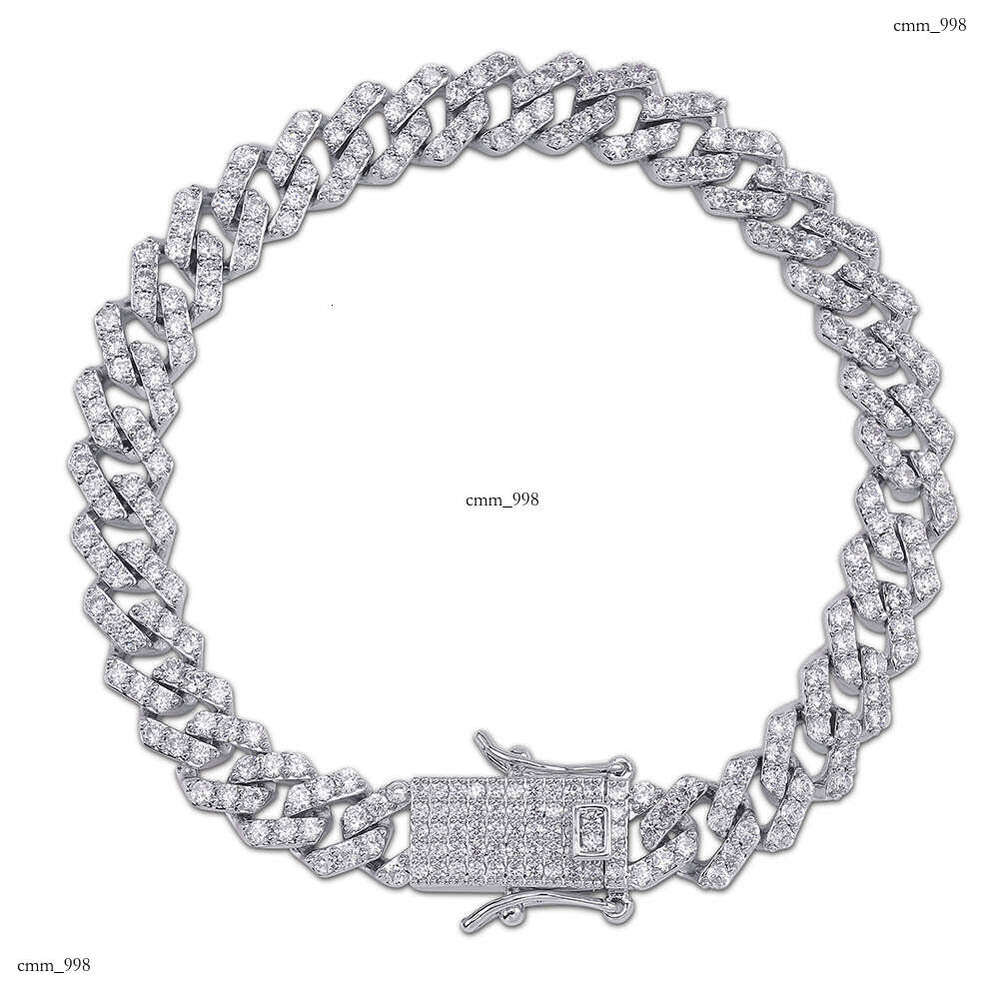 INS10MM Dia-Shaped Cuban Chain Full Dia Necklace for Men and Women Hip-Hop Bracelet Special