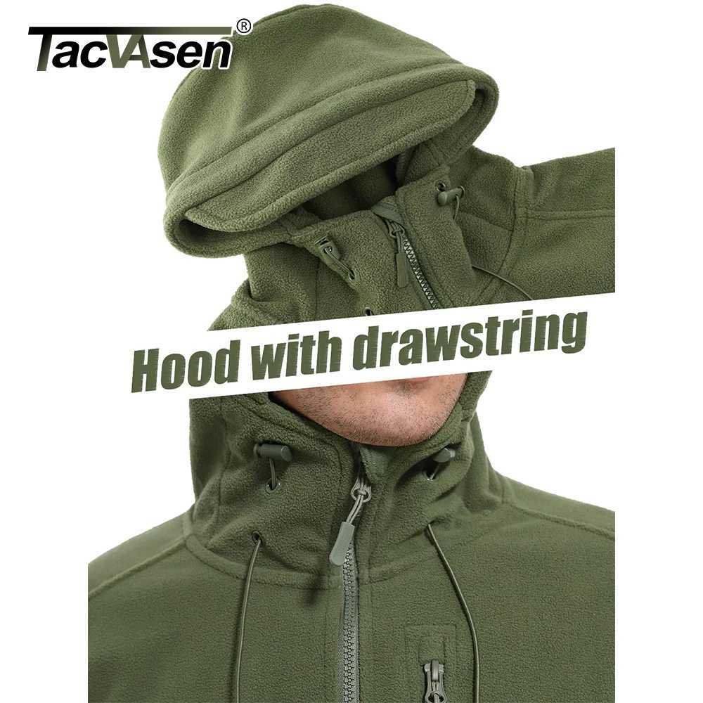 TACVASEN Fall Winter Mens Hooded Fleece Jacket Full Zip Up Soft Warmth Windproof Coat for Outdoors Working Hiking Fishing Outerwear W250809