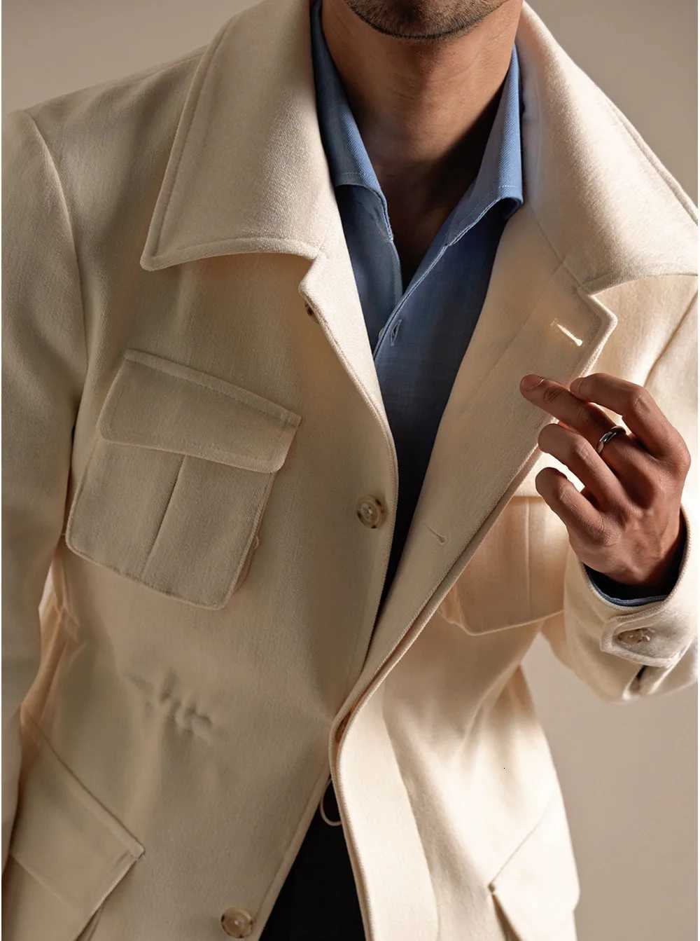 Luxury Italian Fashion Lapel Top Male Trench Coat Jacket Men Casual Office Jacket Mens Business Versatile Senior Woolen Coat XJ250809