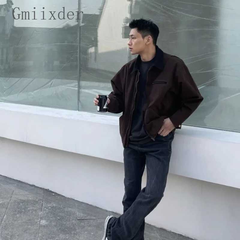 American Retro Lapel Solid Washed Jackets Fashion Mens Loose Casual High Street Jacket Men Tops Overcoat Male Clothes W250809