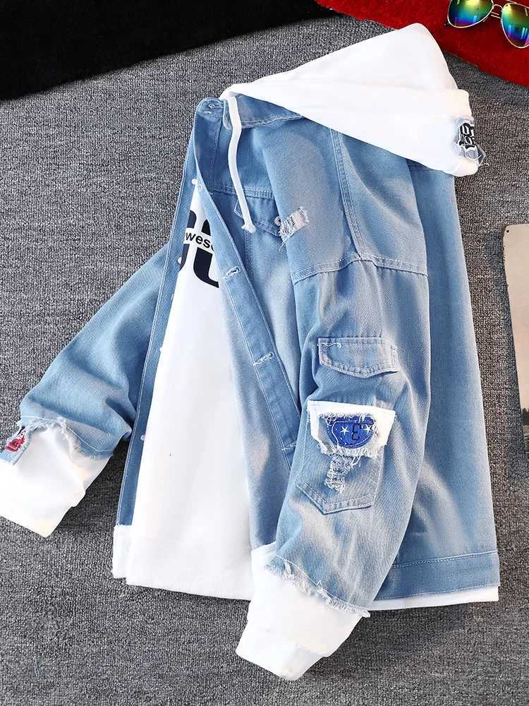 Fall Mens Denim Jacket Baseball Sle Casual Hoodie Outerwear Spring Autumn Couples Fashionable Loose Fit Long Sleeve W250809
