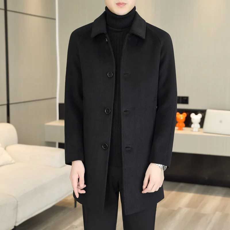 High Quality Fashion Single Sided Coat for Autumn/Winter 2025 New 50% Wool Mens Single Breasted Medium Long Wool Coat M-4XL XJ250809