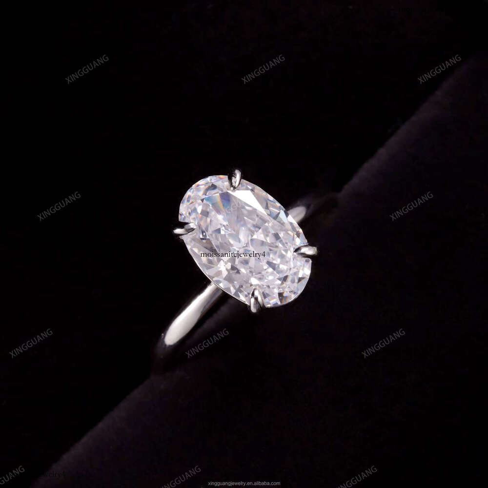 XG Women 2CT Oval Cut Moissanite Fine Rings Real Sier Plated Gold Custom Lab Dia Jewelry