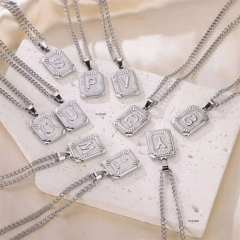 Initial Pendant Custom Letter A To Z Unique Design Necklace Stainless Steel Tarnish Free Jewelry