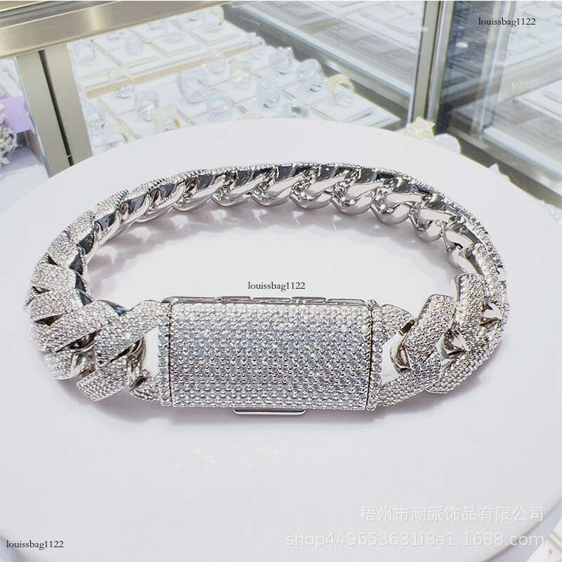 18mm 4 Row Sterling Silver Micro Pave Moissanite chain Cuban Bracelet Necklace Hip Hop Men's Trendy Style