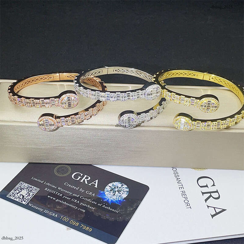New Moissanite 6mm Sier Gold Plated Oval Hip Hop Trendy Brand Bracelet 111