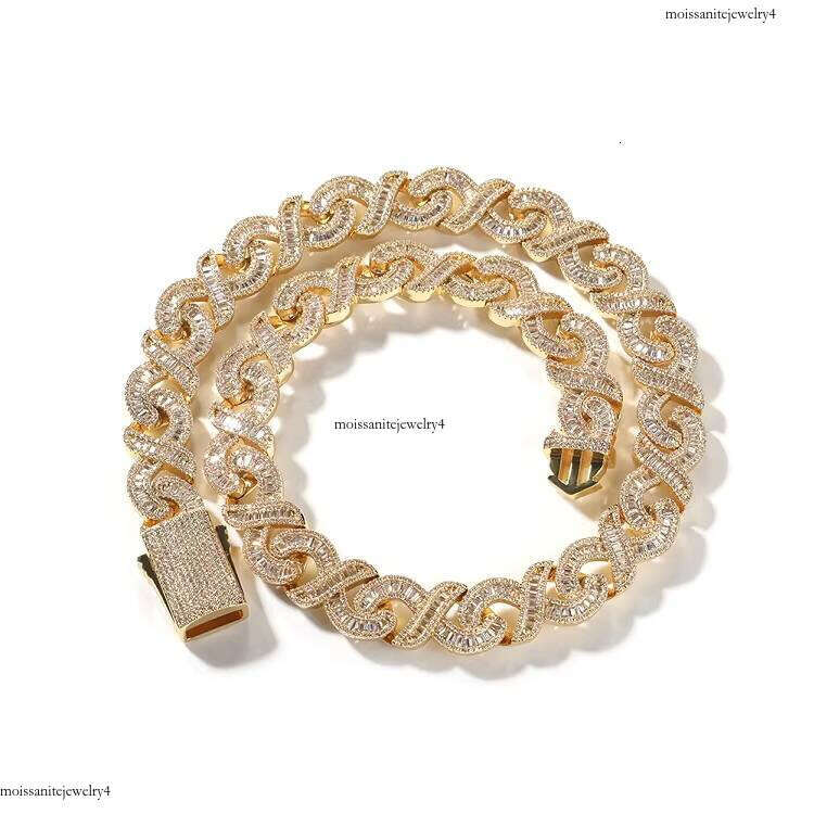 RTS Low Price Gold Plated 15mm Copper 3A+ CZ Cubic Zirconia Baguettes Dias Cuban Chain for Hip Hop Jewelry