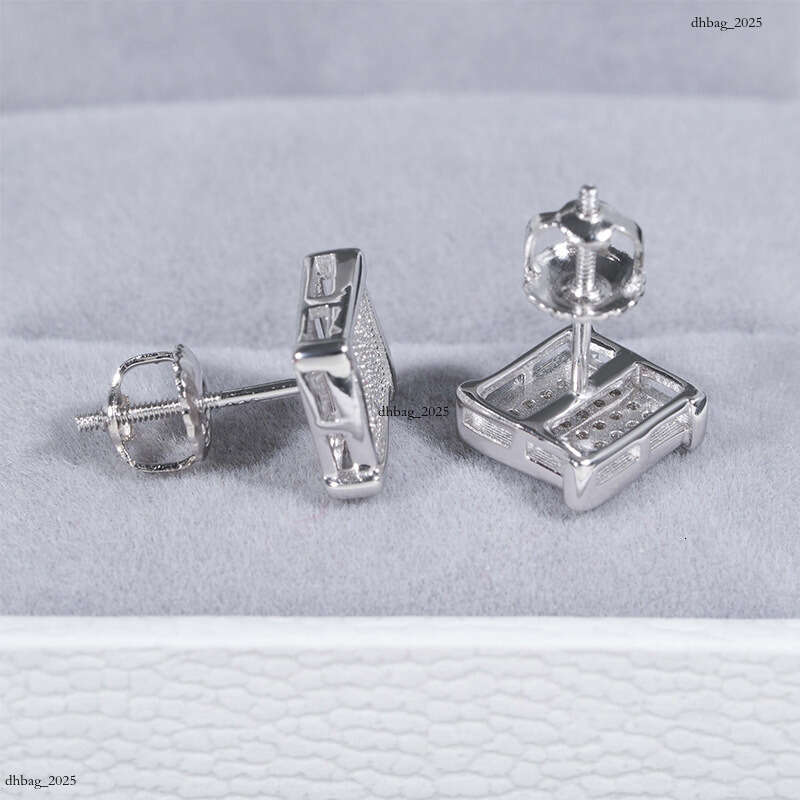New Men's and Women's Hip-Hop Jewelry Pure Sier Earrings with Moissanite Studs