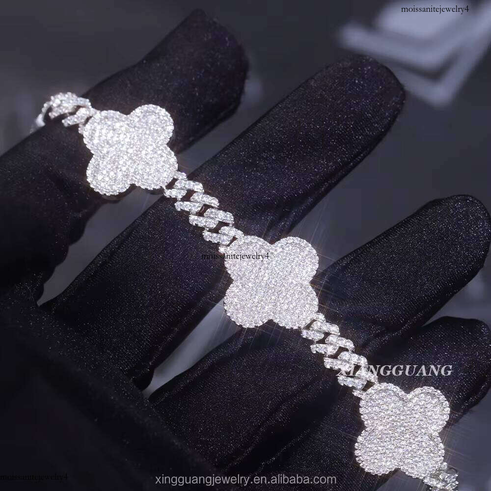 Fashion Jewelry Bracelet SSolid Sier GRA Certificate D/VVS Moissanite Cuban Link Chain Mens Bracelets