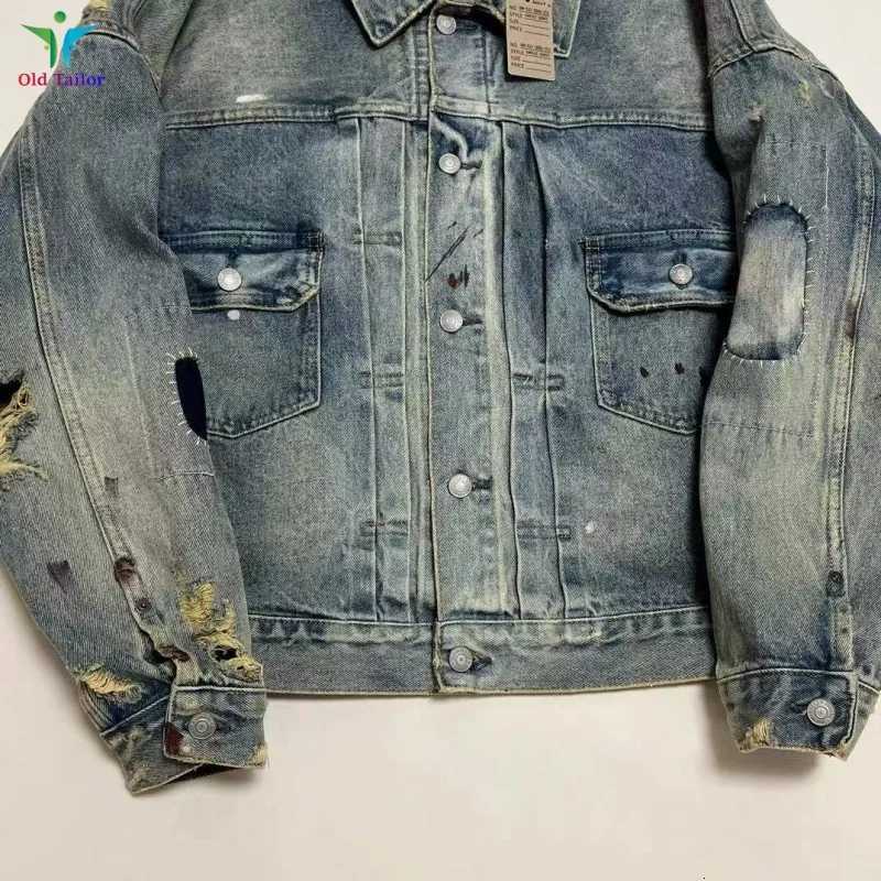 New Brand SAINT Heavy Work Destruction Old Worn Holes Denim Jacket Graffiti Heavy Wash Jacket 2025 Denim Coat W250809