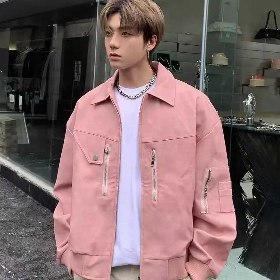 Casual Spring Autumn Jackets Mens Korean Style High-end Short Vintage American Leather Coat Trendy and Cool Motorcycle Jacket W250809