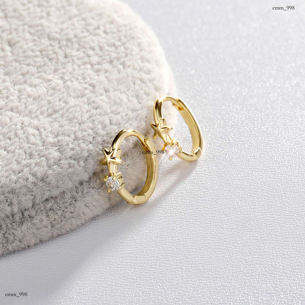INS Style Single Star Earrings for Men Women, Simple and Elegant Pentagram Stud Earrings, Niche Zircon Inlaid Ear Jewelry