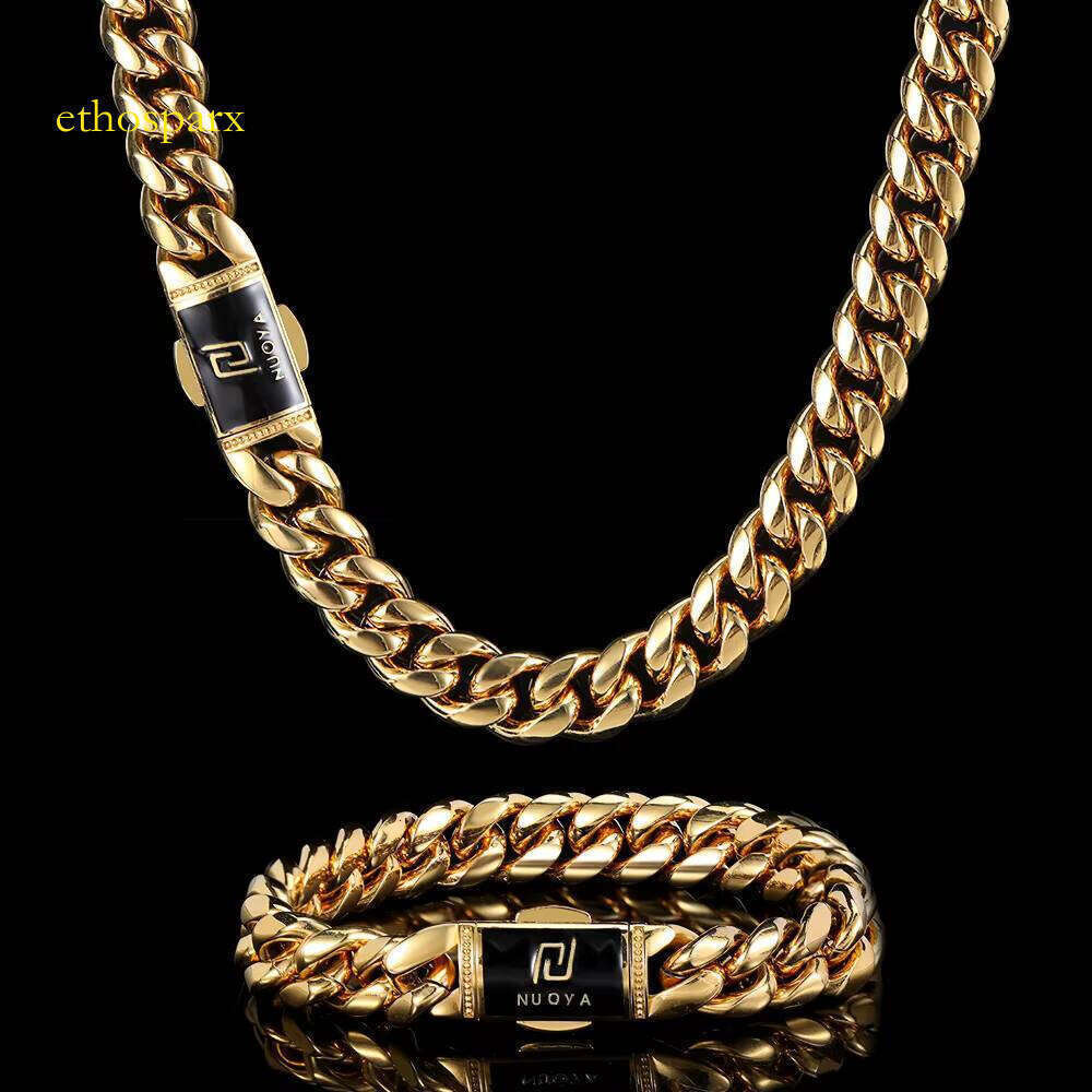 Nuoya Plated Jewelry Gold Custom Chains Necklace Stainless Steel Cuban Chain for Men