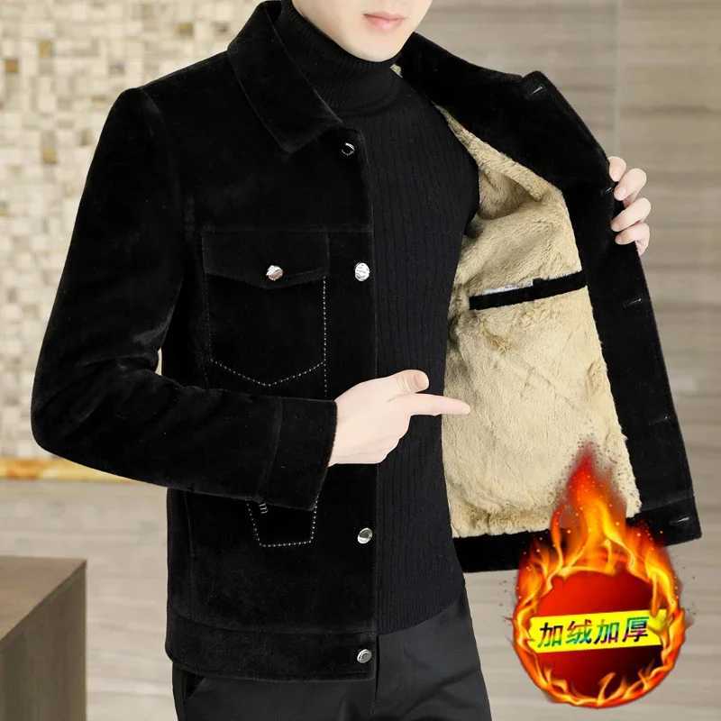 Winter Mens Short Woolen Coat Thick Warm Wool Blends Jacket Fashion Mink Fur Solid Color Casual Business Overcoat Men ClothingXJ250809