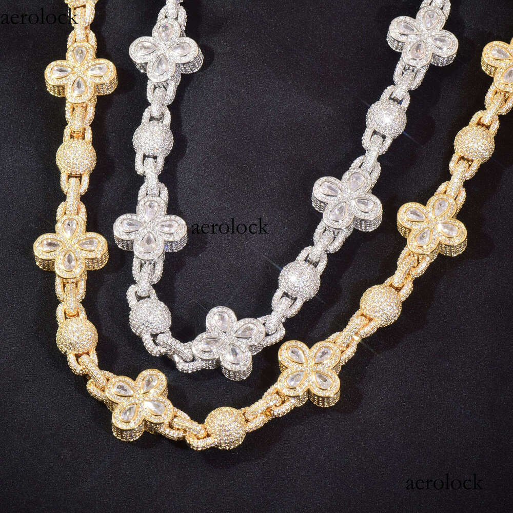 Hip Hop Full Moissanite chain Bubble Personality Four-Leaf Clover Jewelry High-End Men's Necklace