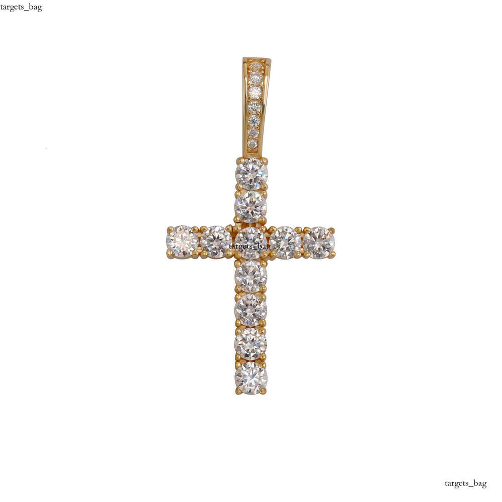 Iced Out VVS Moissanite Cross Necklace Full Dia Hip-Hop Pendant Super Sparkling Fire Color Clavicle Layered Chain