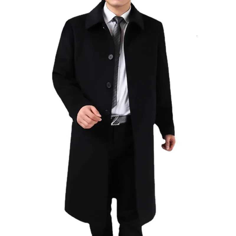 Autumn Winter 85% Cashmere Coat Mens Knee Long Woolen Jacket Business Casual Large Size Clothes Men Clothing Loose Warm Top 6XL XJ250809