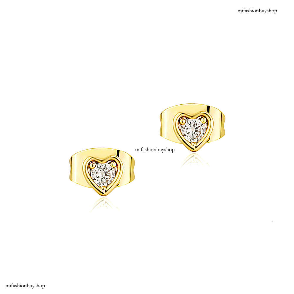 Zircon for Women Sweet Fashion Korean Style Peach Heart Small Earrings Heart-Shaped Dia-Studded Ear Jewelry