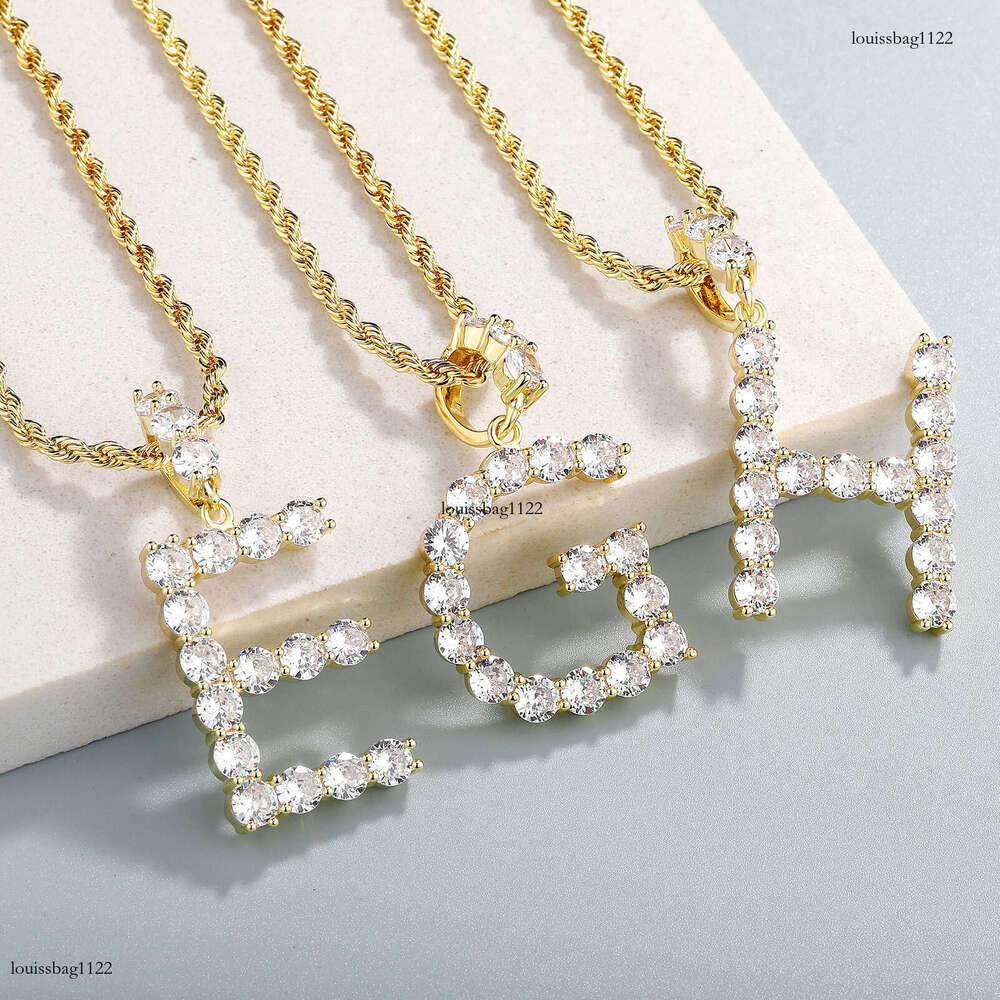 Hip Hop 26 English Letters Pendant Unisex Trendy Brand Moissanite chain Necklace