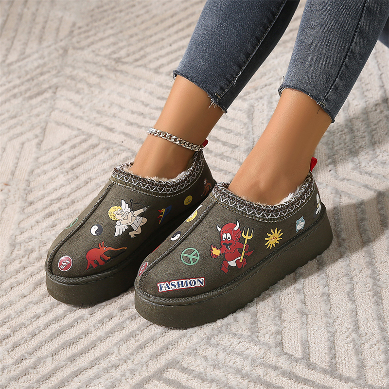 Designer shoes free shipping new Outdoor trainer platform winter plush thick snow boots for women's keep warm short boots brown green