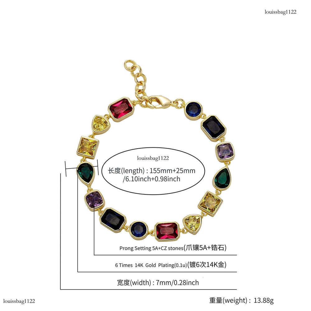 Vintage Bracelet with Irregular Shaped Colorful Dias, Handmade Paved Zircon Fashion Jewelry