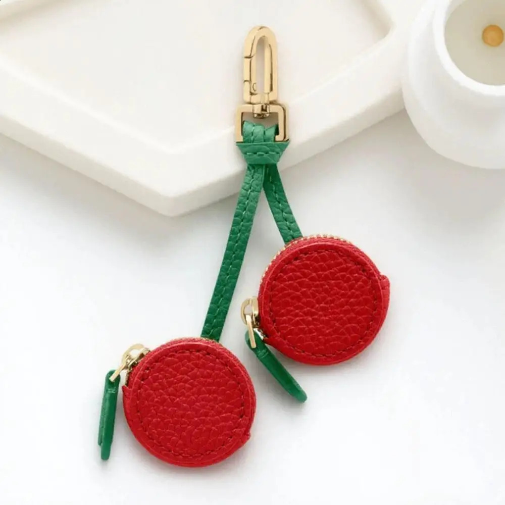 Portable Cherry Fruit Shape Charm Coin Purse Cute Mini Lemon Strawberry Wallet Pouch Leather Creative Bag Charm Pendant Gifts 250801