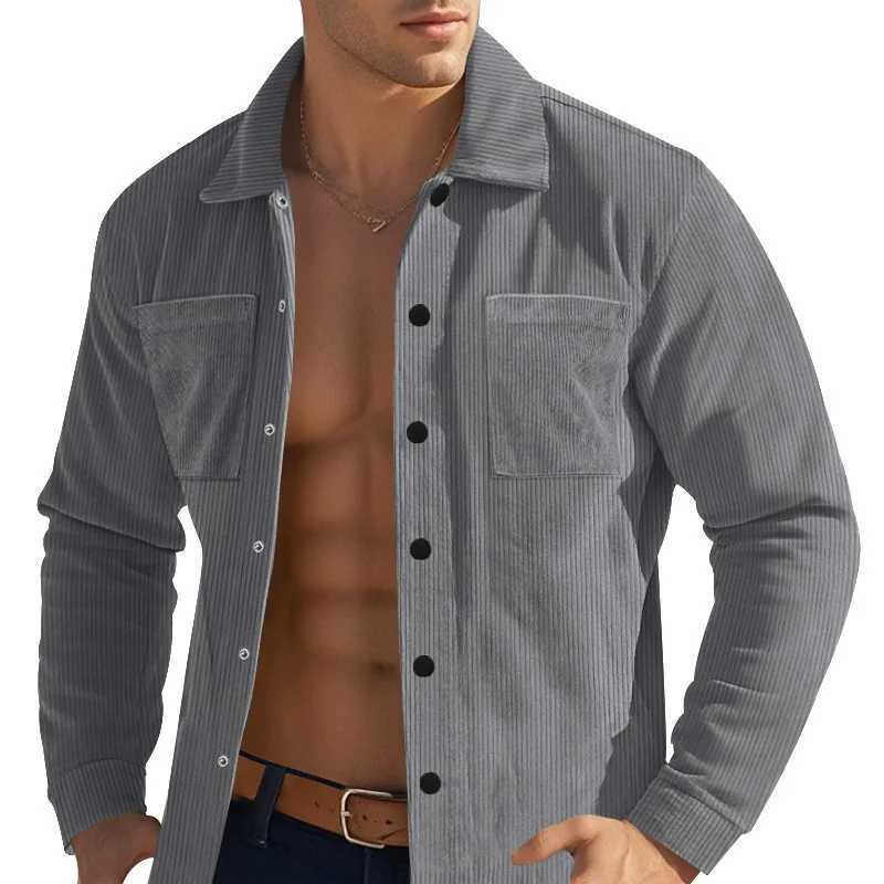 2024 New Mens Heavy Corduroy Shirt Long Sleeve Shirt Casual Cardigan Jacket W250809