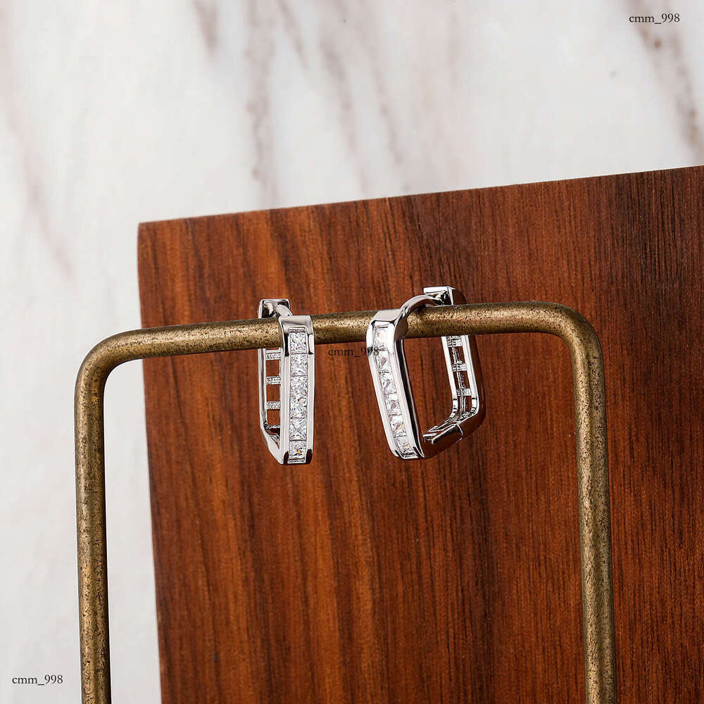 Light Zircon Square Fashionable Elegant Simple High-end Sense Niche Versatile Stud Earrings