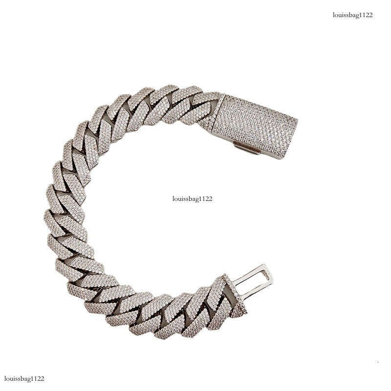 18mm 4 Row Sterling Silver Micro Pave Moissanite chain Cuban Bracelet Necklace Hip Hop Men's Trendy Style