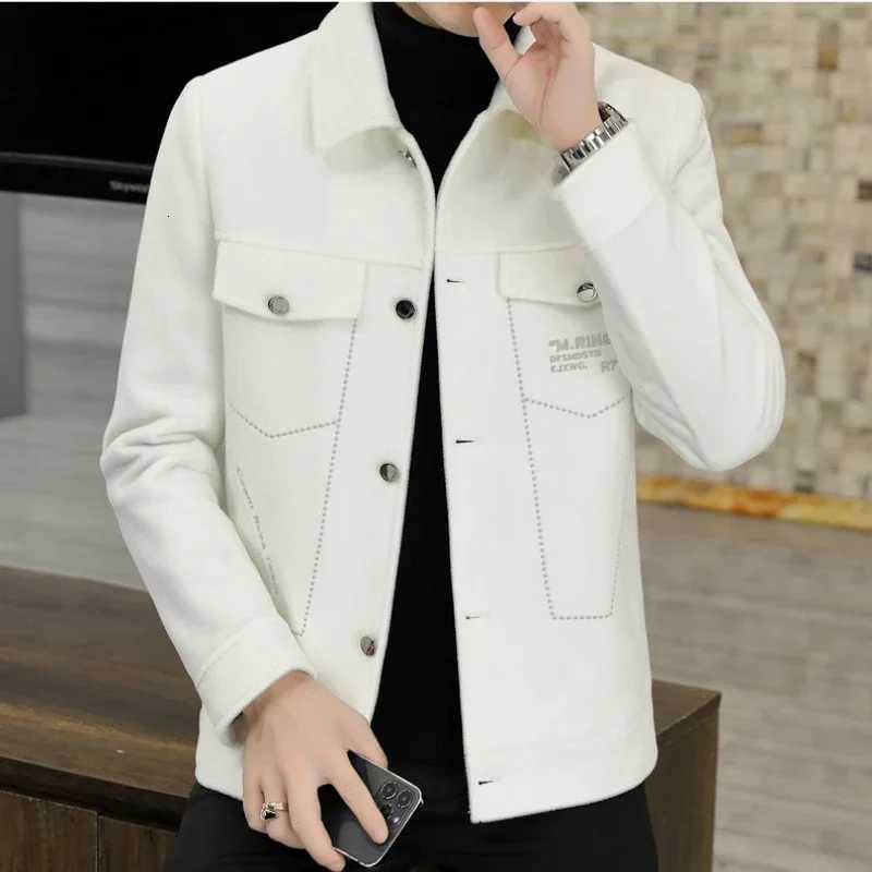 Winter Mens Short Woolen Coat Thick Warm Wool Blends Jacket Fashion Mink Fur Solid Color Casual Business Overcoat Men ClothingXJ250809