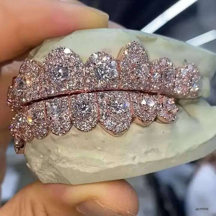 Custom Flawless BBHONEYCOMB Big Stones S Sier 10K 14K Solid Gold VVS Moissanite Lab Dia Iced Out Grillz for Teeth